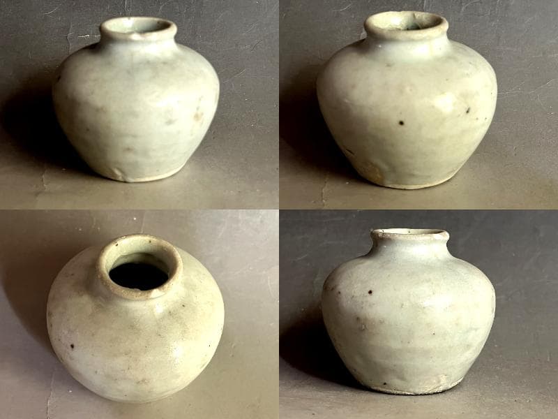 壷■李朝 小壺 白釉 水滴 オブジェ アンティーク 白釉 古玩 時代物 骨董品■