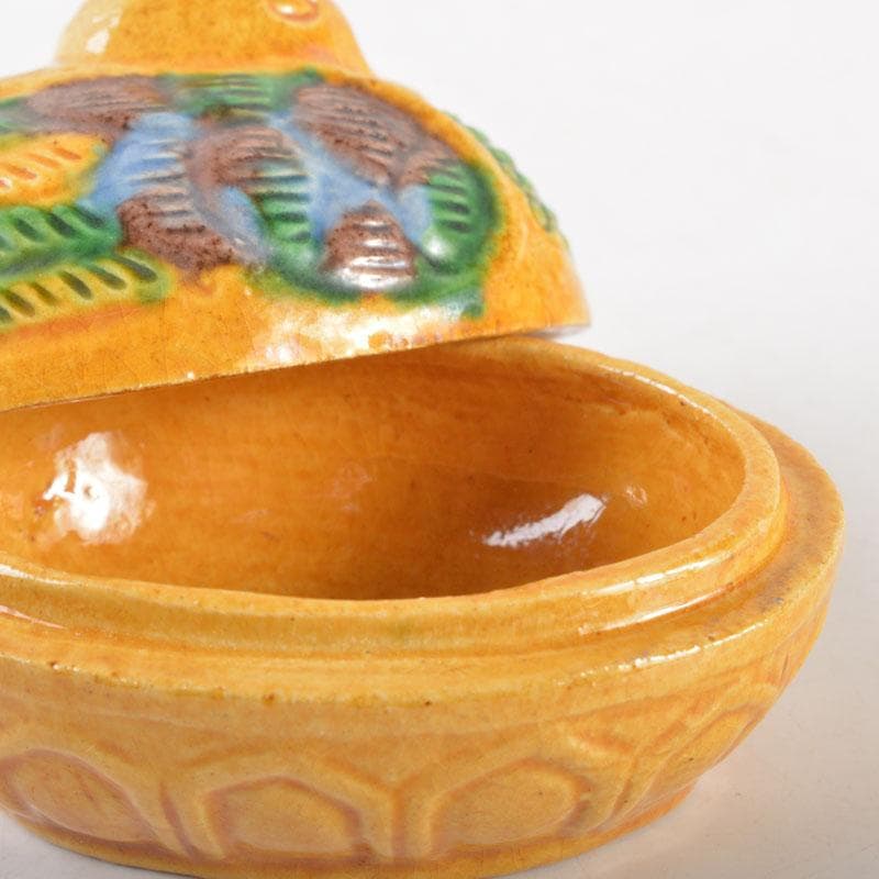 茶道具　平戸焼　横石嘉助作　交趾三彩　鳥形　香合　共箱　V　6522