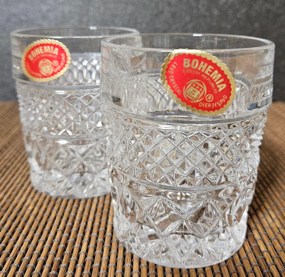 三越特別販売　ボヘミア　ショットグラス　切子グラス　ウィスキーグラス　ブック箱