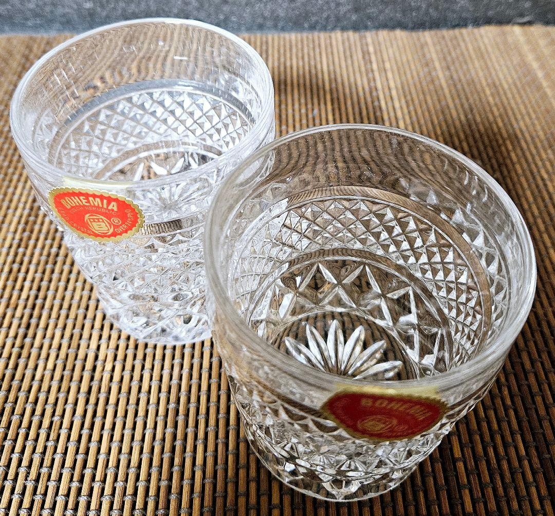 三越特別販売　ボヘミア　ショットグラス　切子グラス　ウィスキーグラス　ブック箱