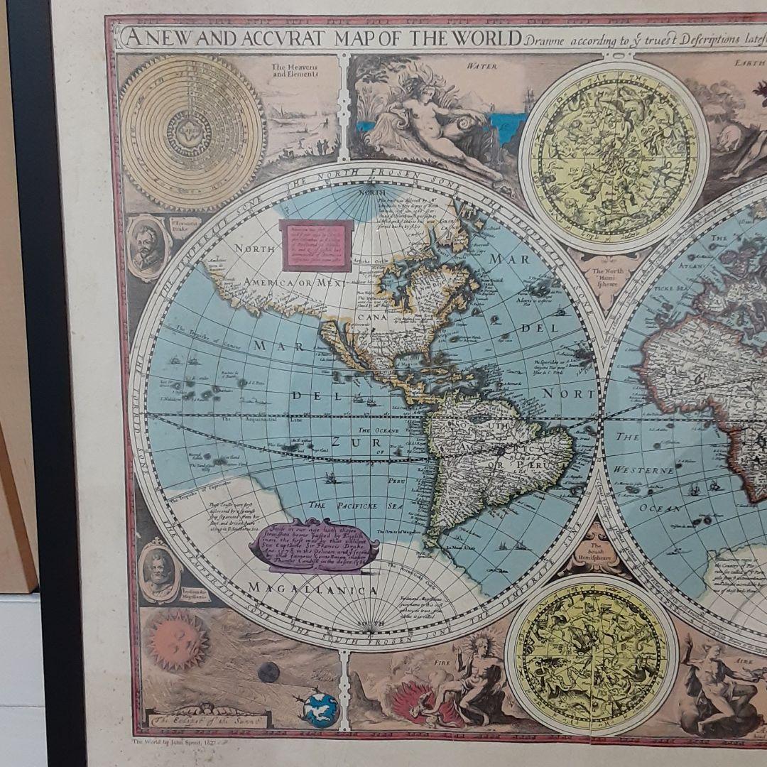 1627年 世界地図 古地図ポスター Rand MqNally製