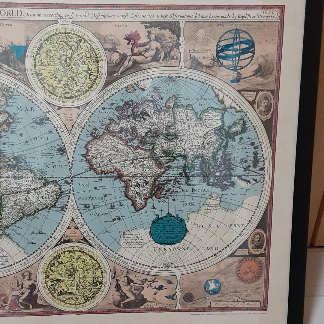 1627年 世界地図 古地図ポスター Rand MqNally製