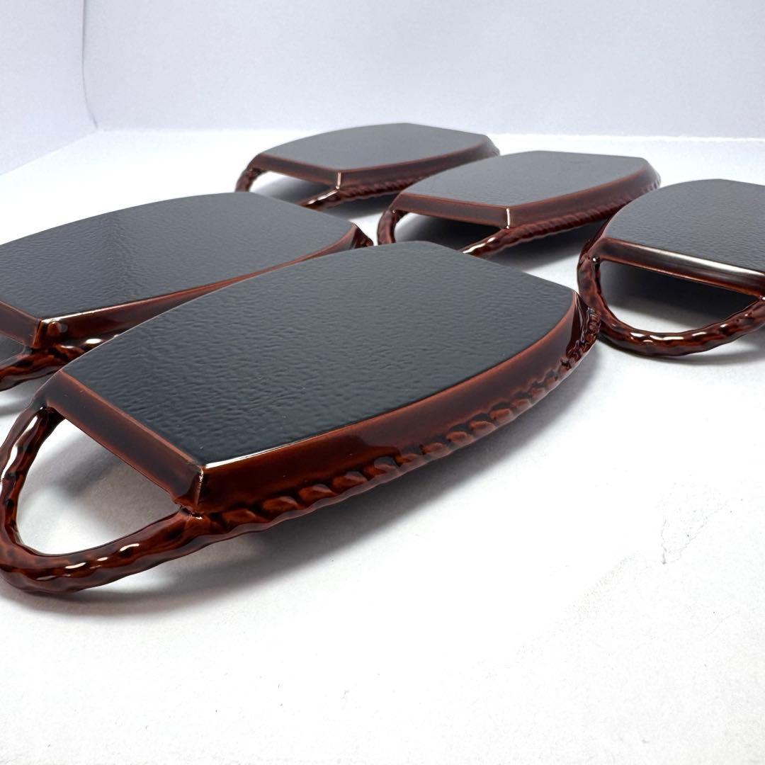 新品未使用 越前漆器 松田宝仙 縄漆 天然木 プレート 漆 6点セット 伝統工芸