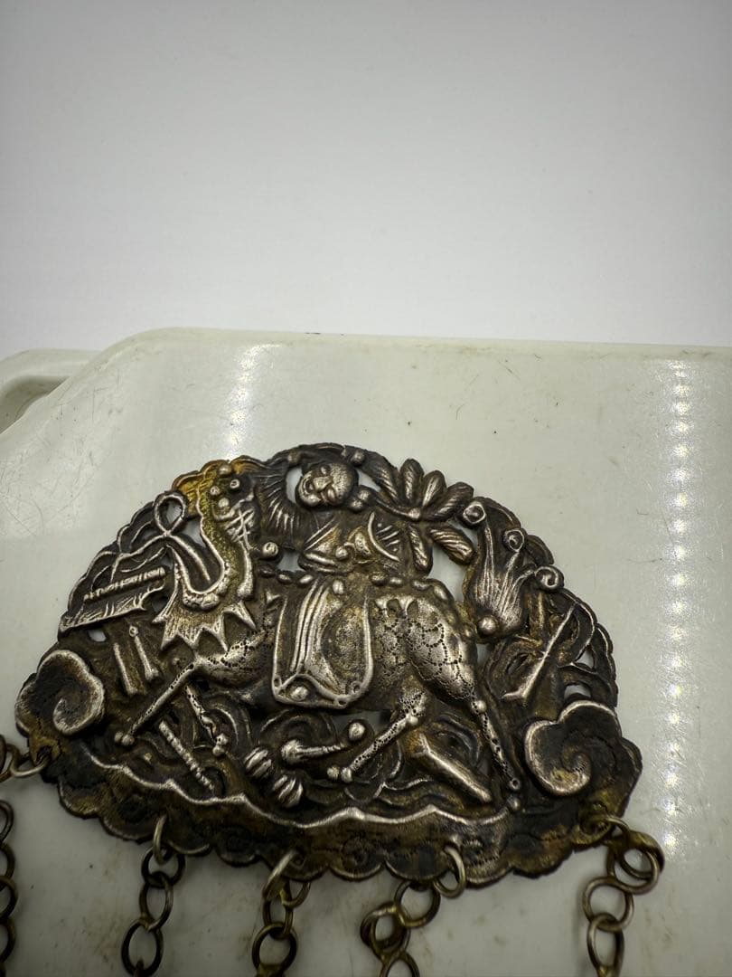 中国清代銀製麒麟童子