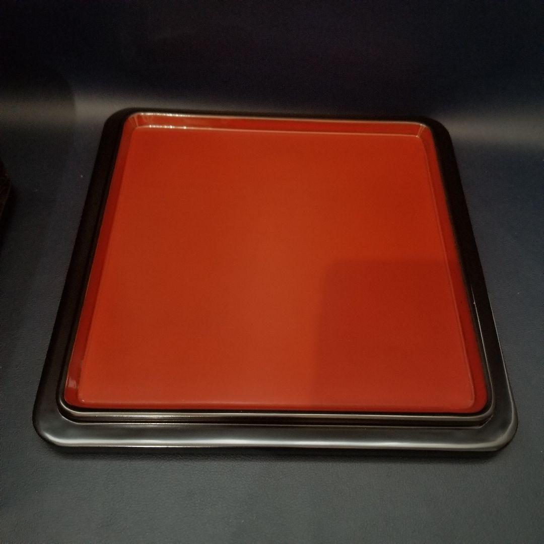 極美品 未使用 輪島塗 布着本堅地 二段重 黒漆 極上菊詰 沈金 蒔絵 重箱②