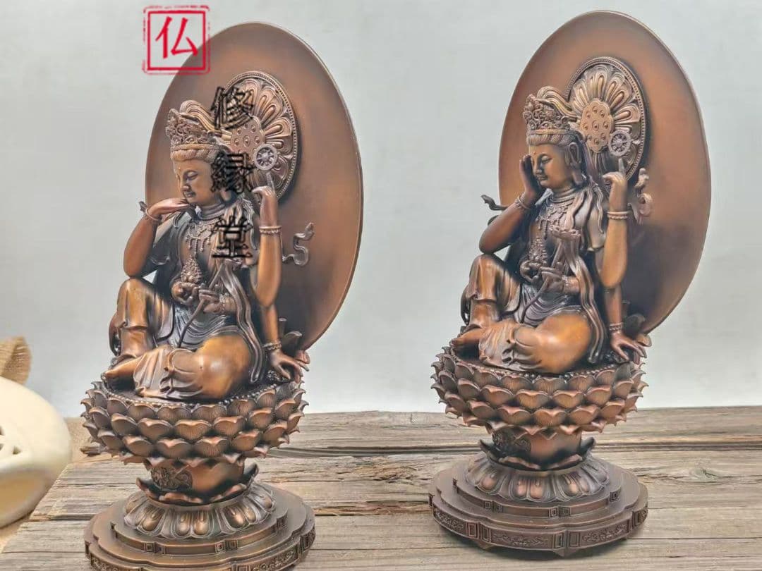 【修縁堂】青銅着色 如意輪観音 仏像坐像 祈る厄除