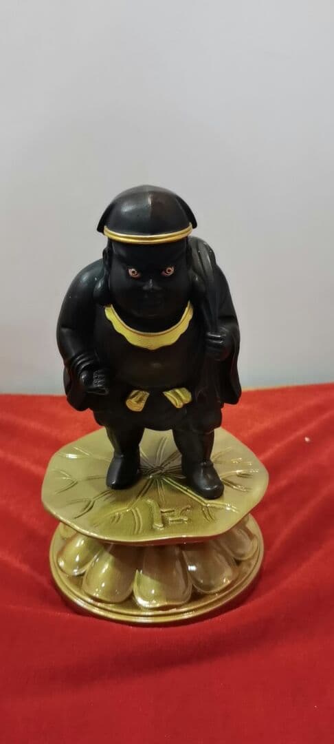 【修縁堂】高級 仏像 七福神 大黒天立像 銅製品 仏教工芸品 彫刻 18cm