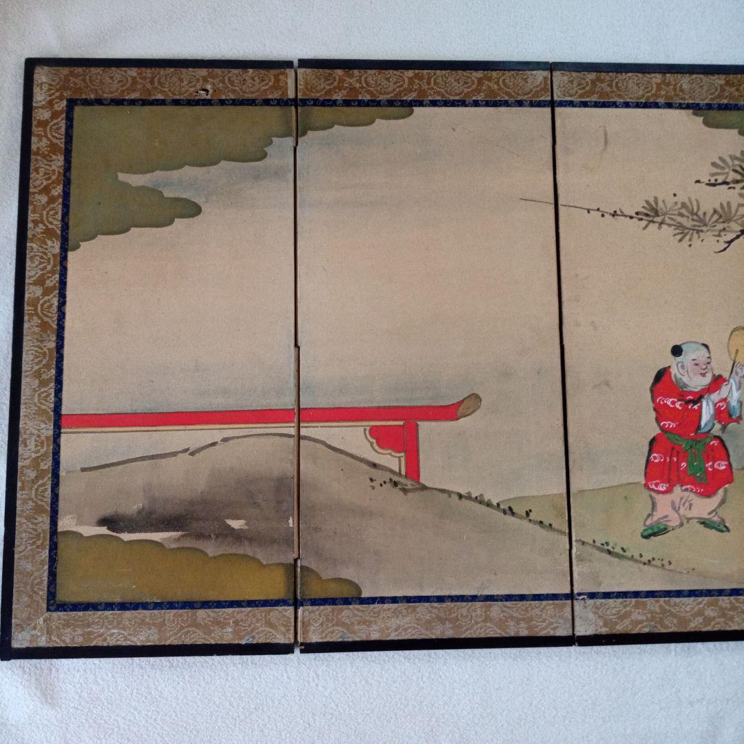 骨董　屏風　唐子　唐子遊図　雛祭り　お雛様　桃の節句　古玩　古美術　肉筆