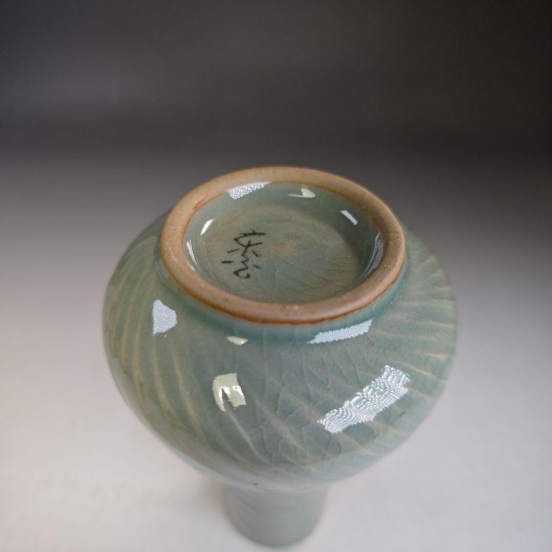 イ892 皆具『東國窯作』『韓国青磁鶴象嵌文　皆具　共箱』茶道具