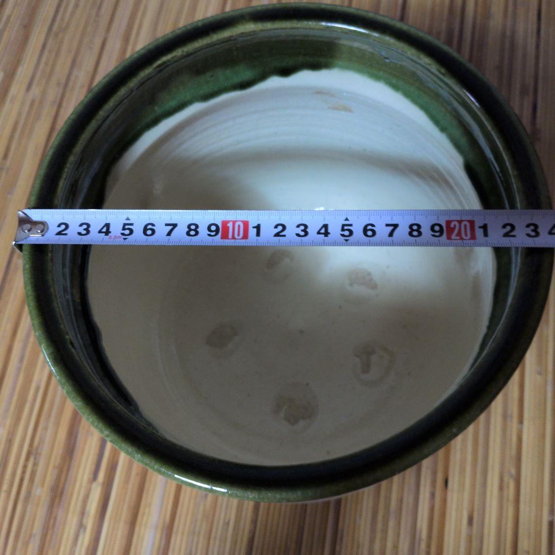 茶道具 蓋つき　水屋　水屋瓶　水がめ　織部　われ蓋つき　箱なし