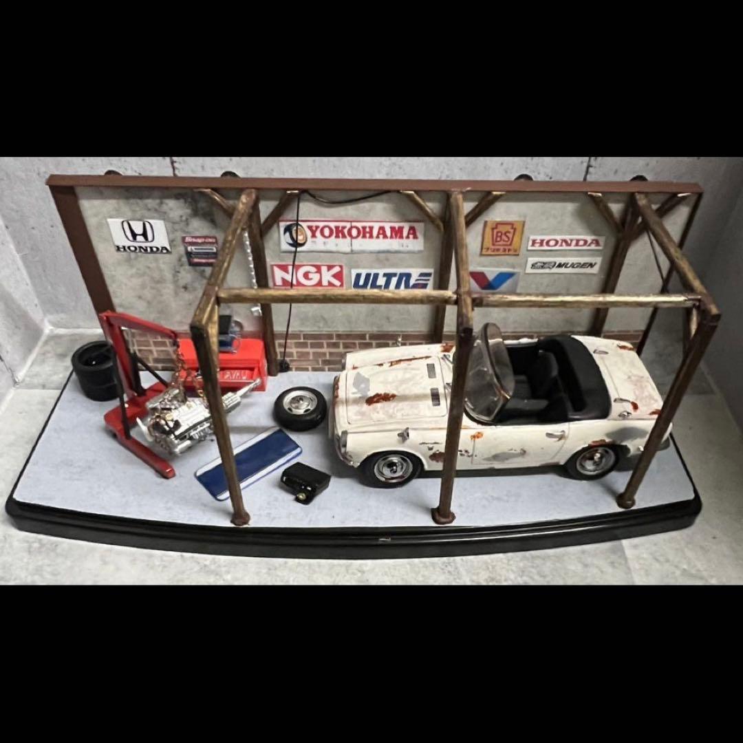 タミヤ 1/20 ホンダ S800 ガレージ風 車庫 ジオラマ ケース付