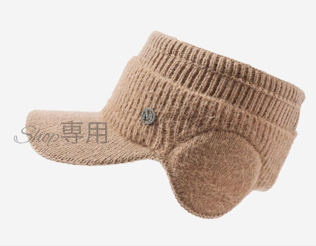 【人気】グレー　秋冬　帽子　耳当て　サンバイザー　ニット帽　ゴルフ　レディース