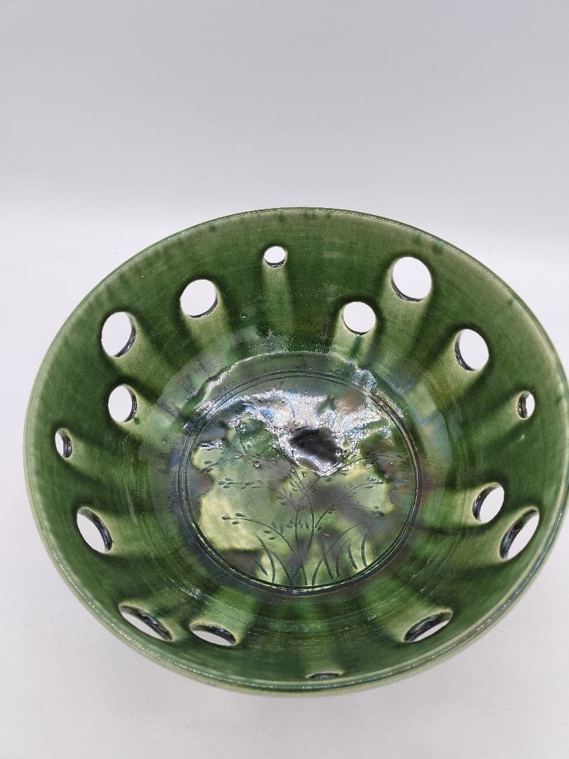 c848 菓子器 織部 加藤光右衛門 木箱 茶道具 古物