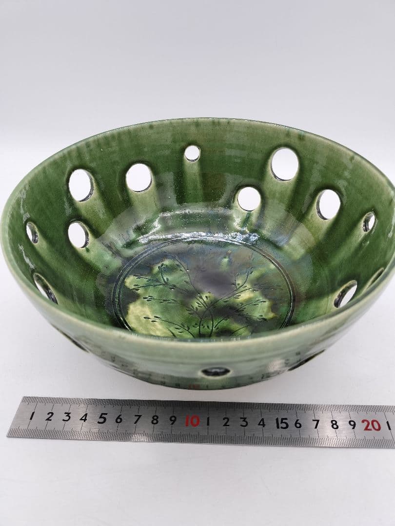 c848 菓子器 織部 加藤光右衛門 木箱 茶道具 古物