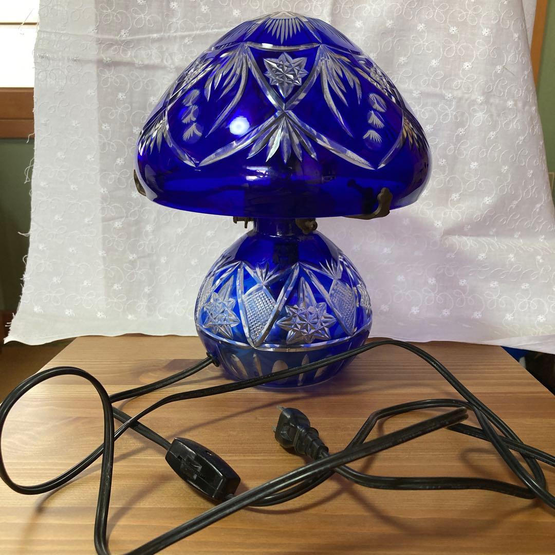 コバルトブルー カットガラスランプ