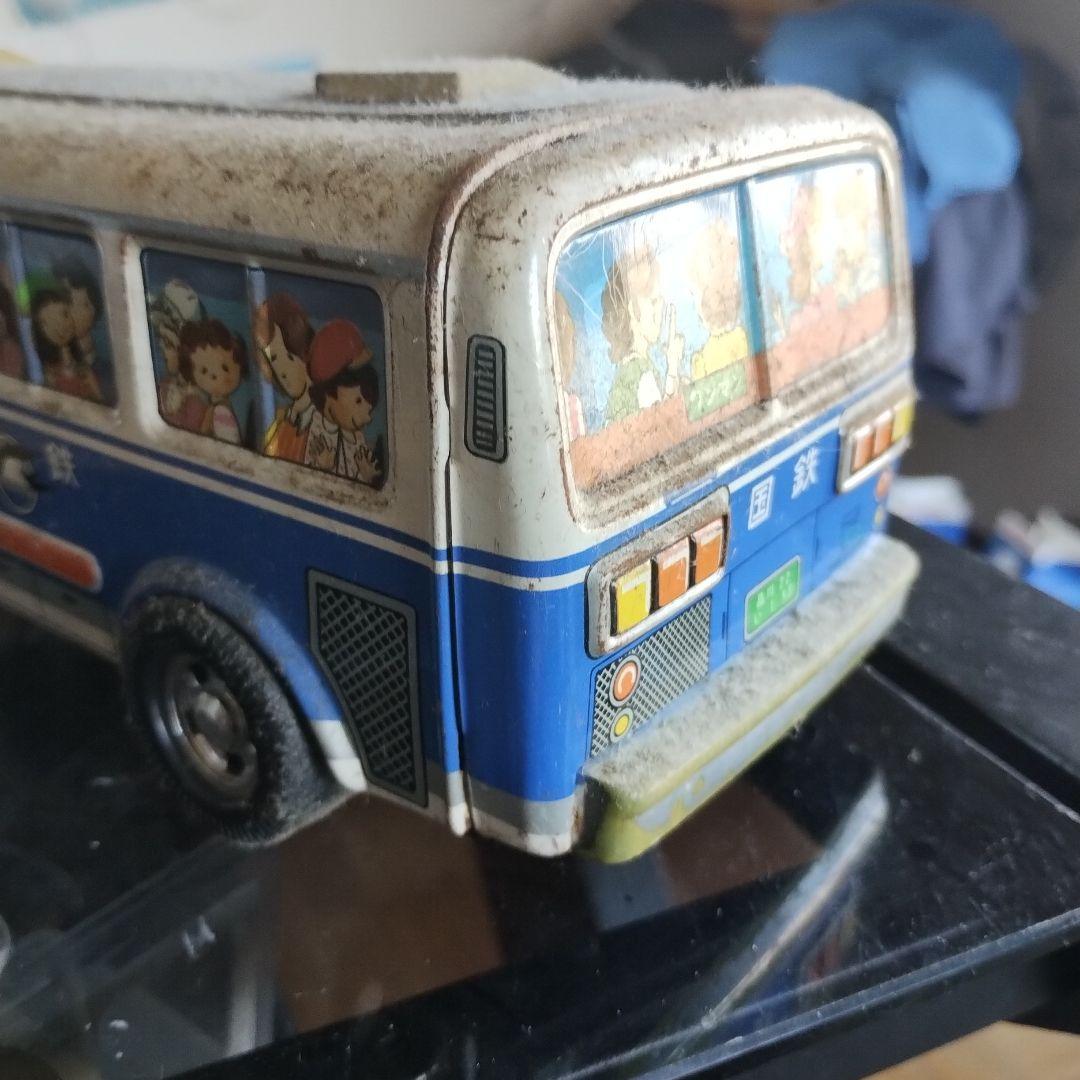 バス型おもちゃ 金属製 青と白