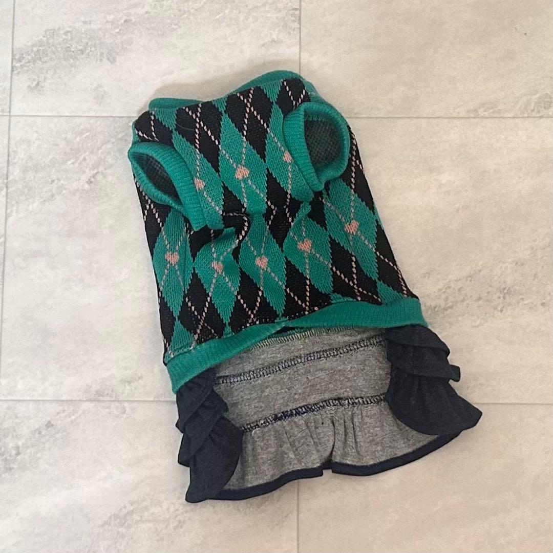 犬服ハンドメイド　ジャガードニットワンピ