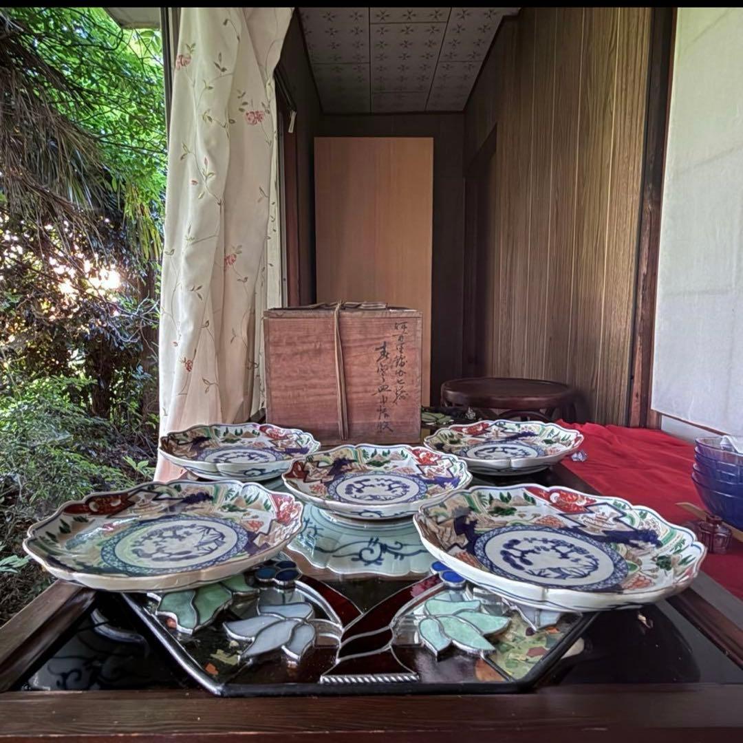 K様へ感謝お嫁入り‼️最強運GOLD伊万里錦手帆かけ舟❌山水❌米俵在銘八寸皿2客