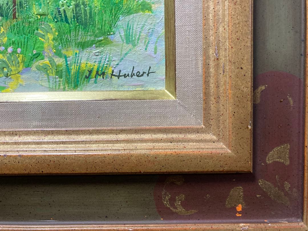 油彩 油絵 フランス風景【J.M. Hubert】 箱あり F5号