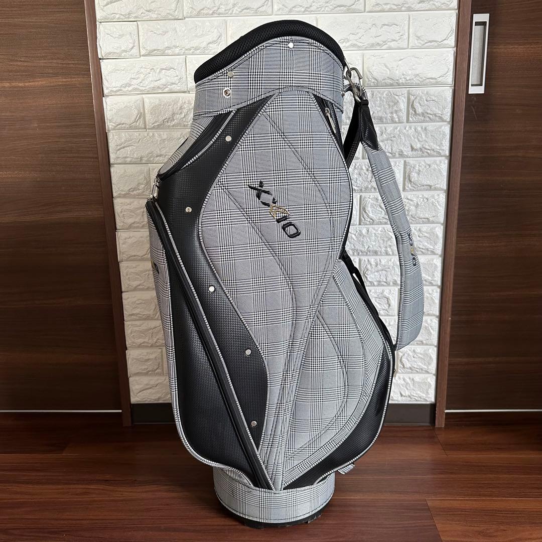 美品 XXIOゼクシオ キャディバッグ 千鳥格子柄 グレー系9.5型