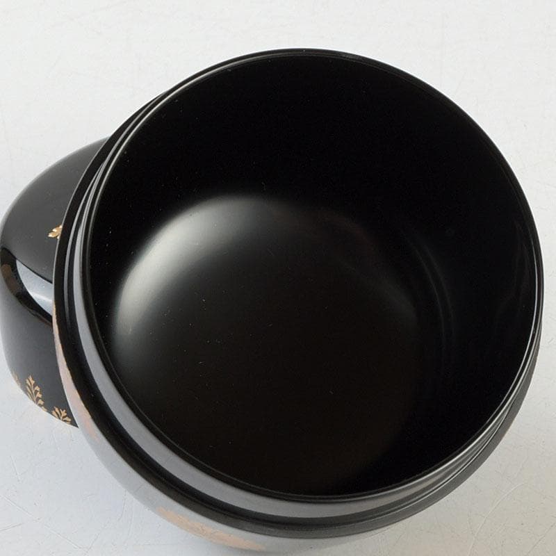 茶道具　和田寿峰作　水目　黒真塗　菊桐蒔絵　中棗　共箱　V　9378