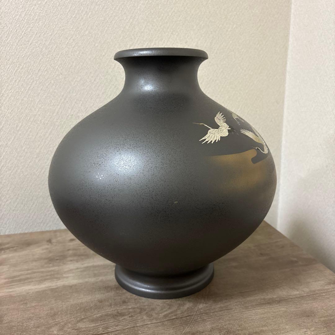 大型　特大　真峰　高岡銅器　花瓶　飾り壺　ビンテージ〈検 茶道　池坊　立花　置物