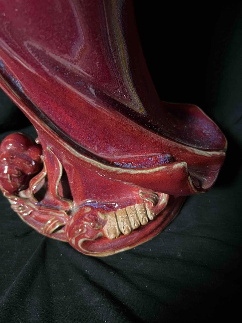 清时代 鈞窯　紫紅釉鈞窯達摩　窯変釉　辰砂　唐物　古賞物(B-101)