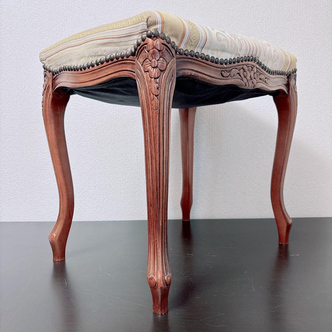 アンティーク調 猫脚スツール 彫刻 椅子 ロココ調 ローラアシュレイ風 姫家具