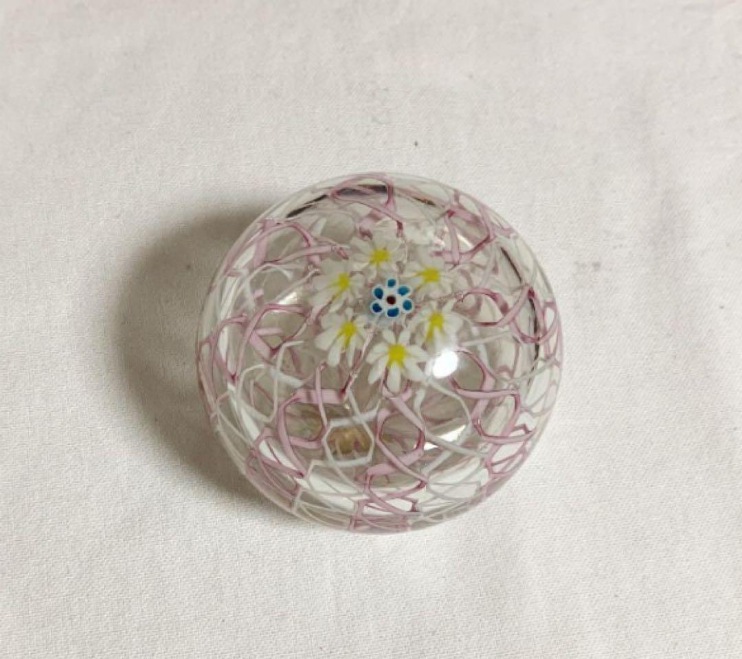 ムラノ社製　ガラスペーパーウェイト　ミルフィオリ　文鎮　クリスタル　ベネチアン