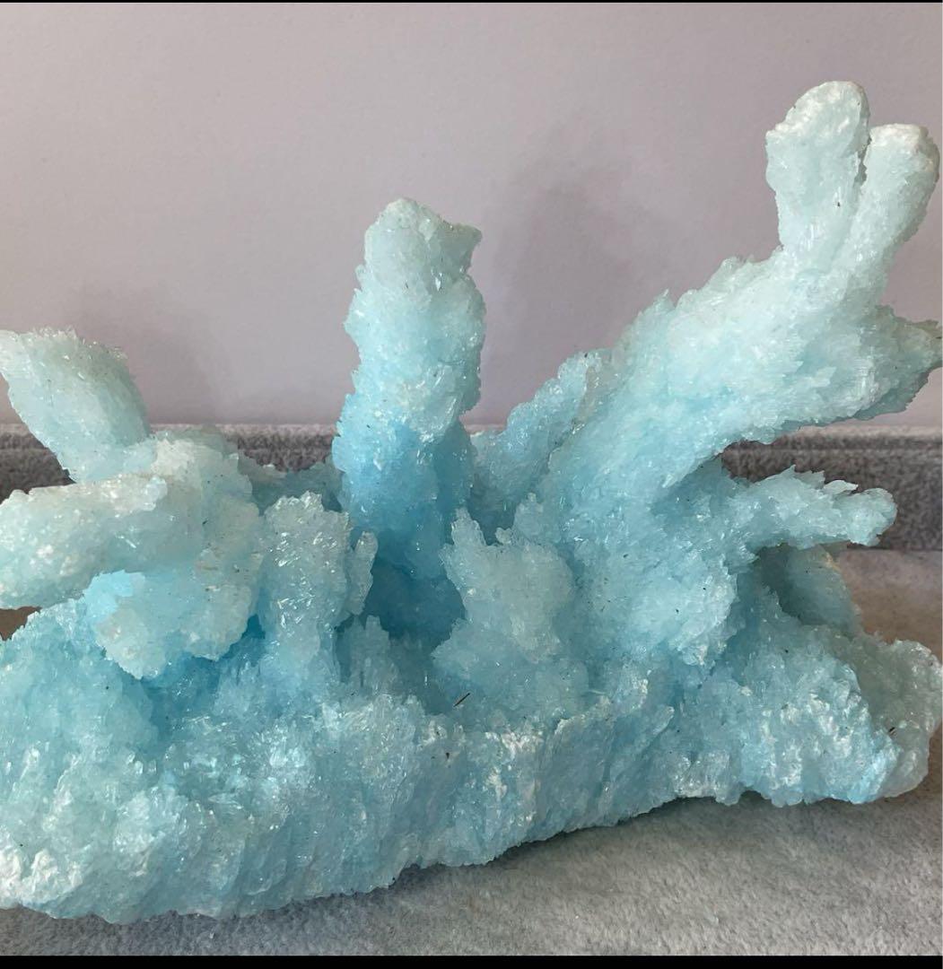 T991-2 アクアマリン水晶結晶　原石ジオードクラスター　天然石