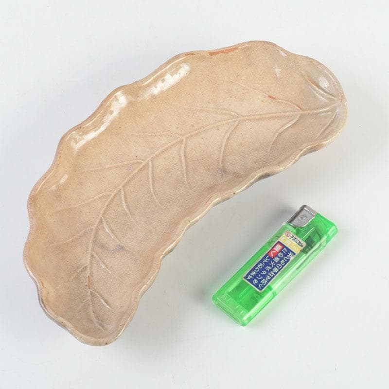 萩焼　十一代　坂高麗左衛門（韓峯）作　葉形　銘々皿　五客　時代箱　V　9500