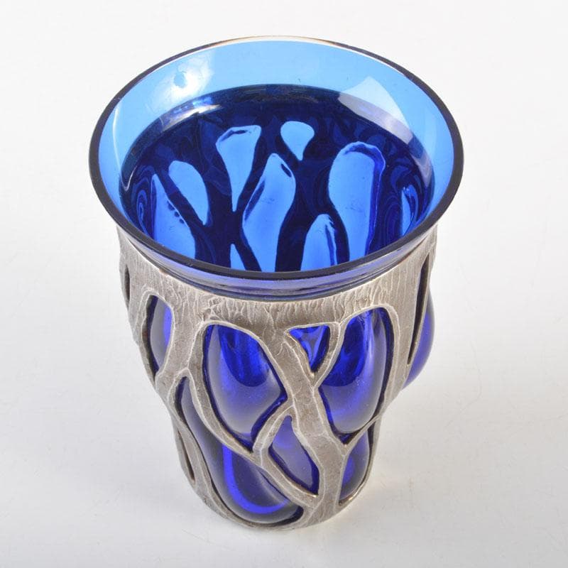 アンティーク　工芸ガラス　倉敷ガラス　小谷真三　銀巻花瓶　C　6718