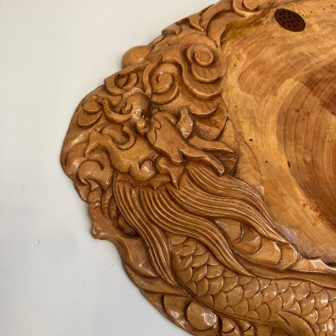 アンティーク 中国骨董 龍彫刻 天然木 原木茶盤 工芸茶盤 茶器 茶船 敷板