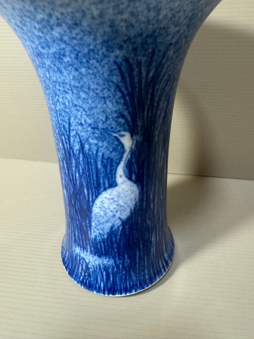 2116 深川製磁　染付鶴文　花瓶