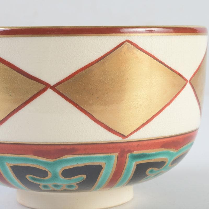 茶道具　京焼　橋本永豊造　仁清写　金菱　茶碗　時代箱　V　9835