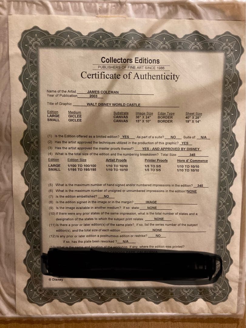 ジェームスコールマン　ティンカーベルとお城　ディズニー　Disney アート