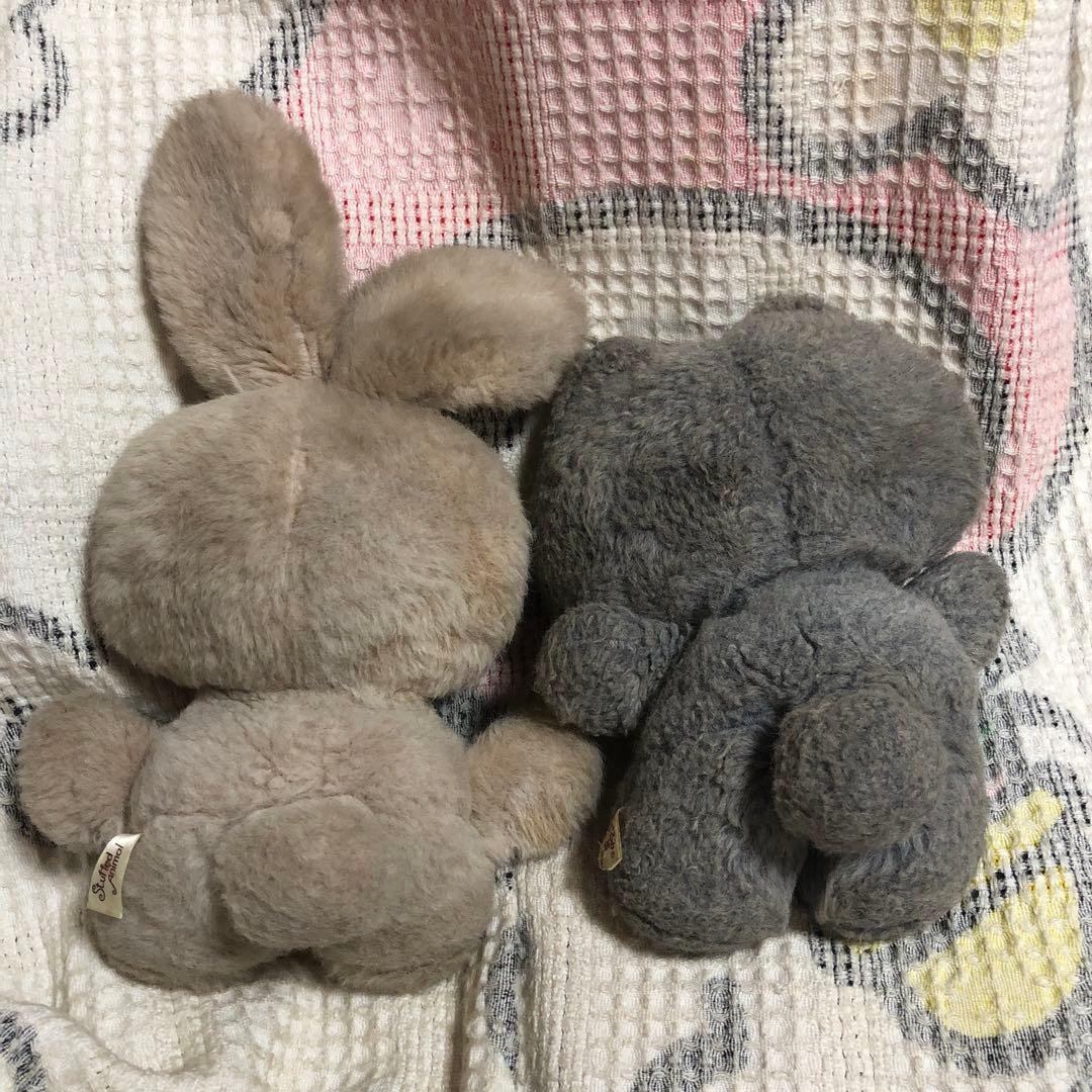 昭和レトロ　ヴィンテージ ぬいぐるみの三英　ウサギ＆クマ　ぬいぐるみ　中古品
