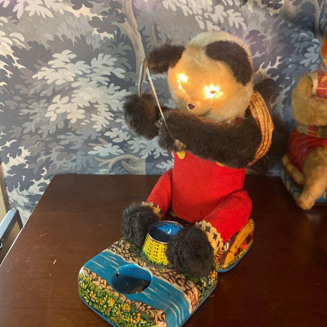 希少　アルプス商事　当時物　釣りをするパンダ　ブリキオモチャ