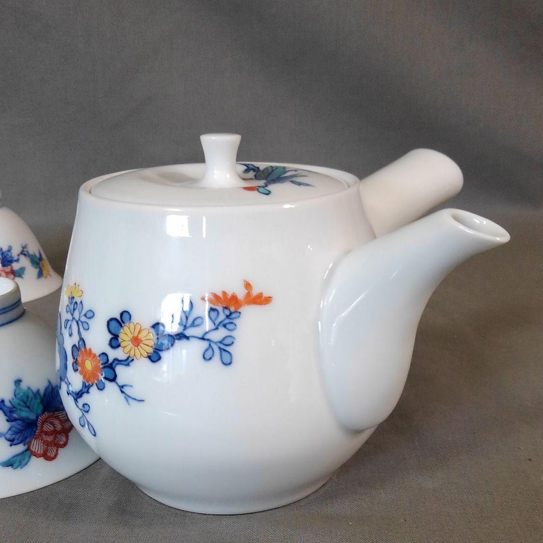 有田焼　仁和窯　染錦岩牡丹茶器揃い