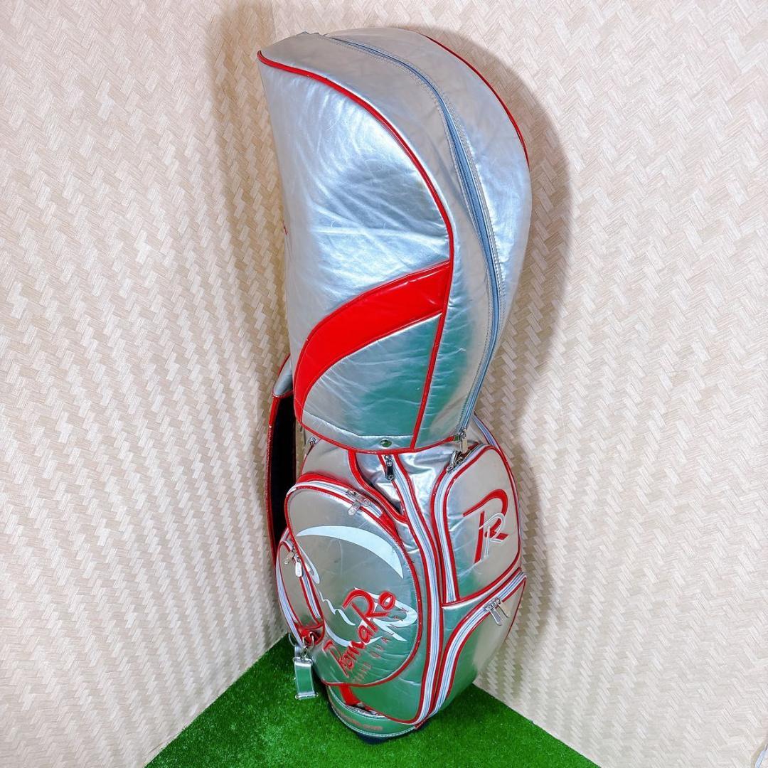 Romoro ロマロ　カートタイプ　キャディバッグ　シルバー　レッド