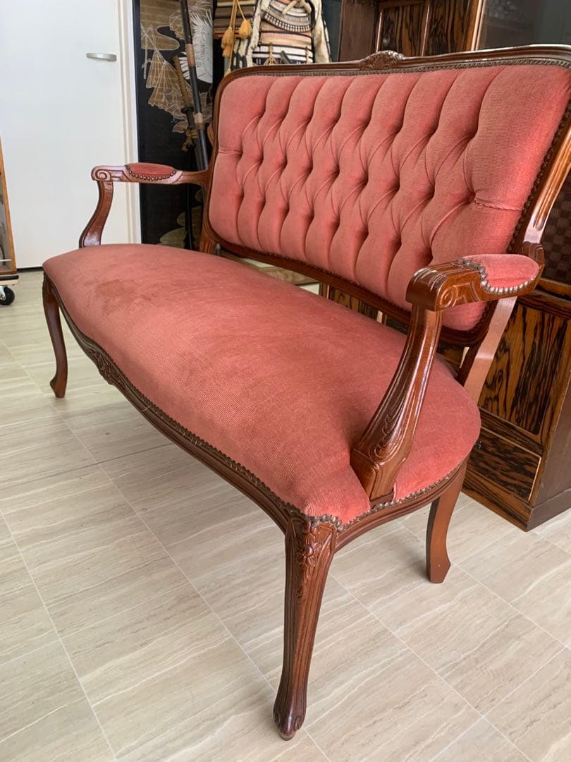 アンティークソファー　ベルベット　ヴィンテージ