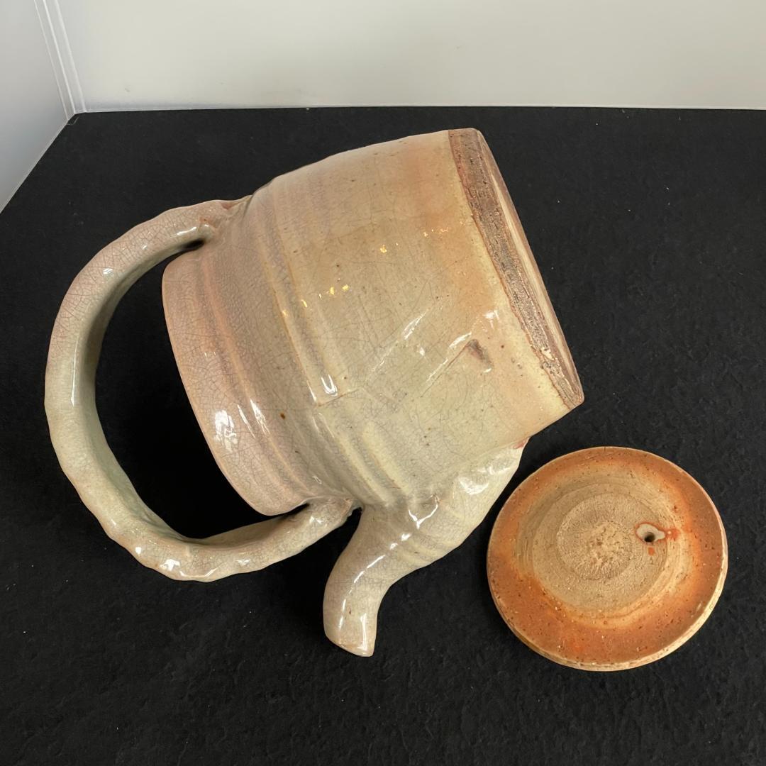 人間国宝 十代 三輪休雪 休和 萩焼 急須 特大 瓶子 土瓶 手付 茶道具 共箱