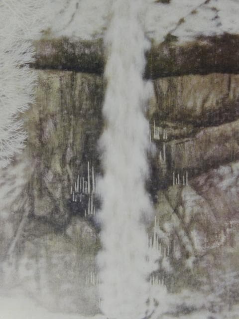 岩橋 英遠、風雪の名瀑・雪(華厳）、大判、額装用・画版、日本製・新品額 額装付