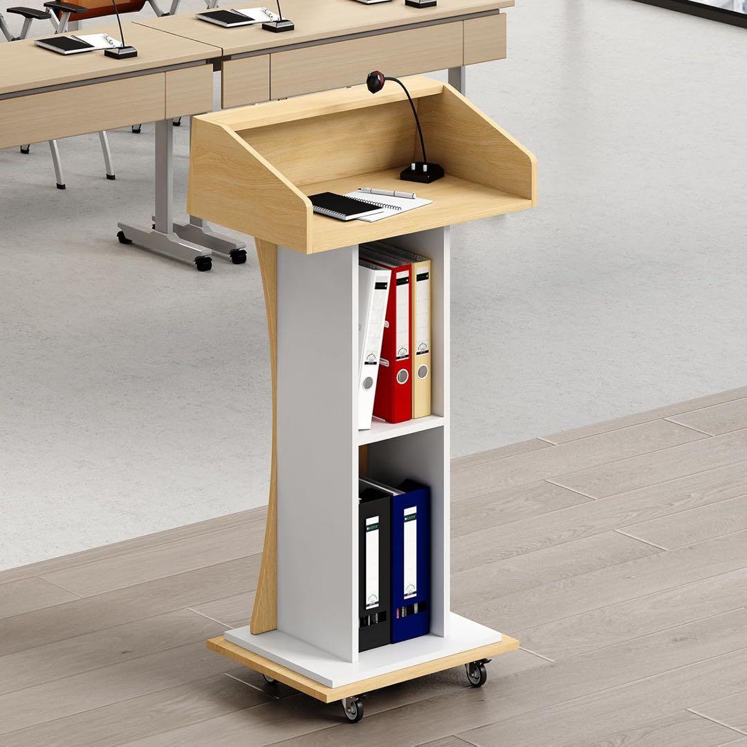 演台 演説台 司会台 キャスター付き、教会/教室用モバイル演台プレゼンテーション