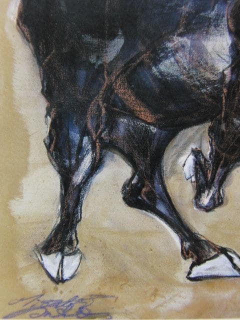 安藤岬、【牛】、希少な額装用画集より、新品額装付、状態良好