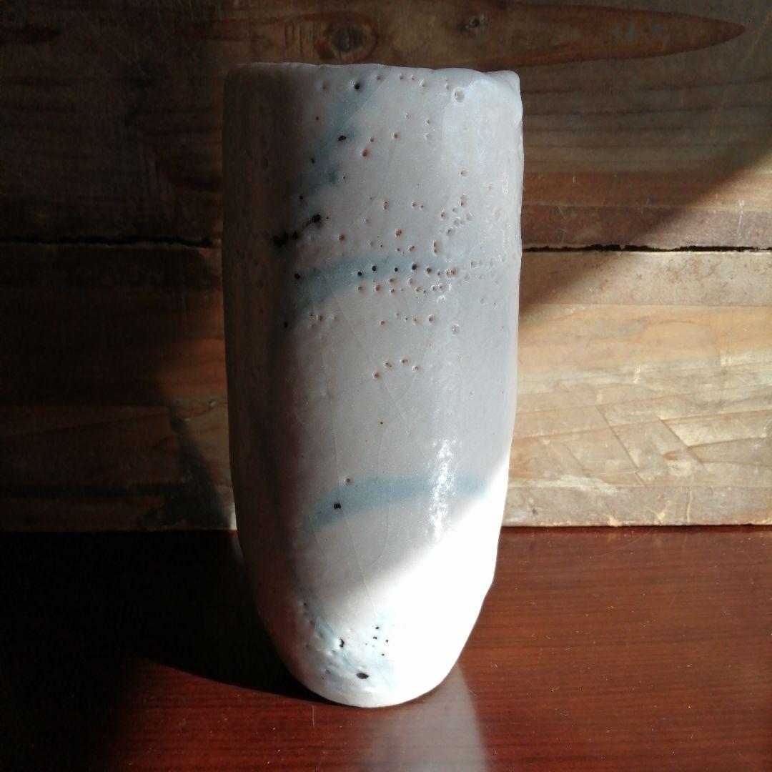 【人間国宝】美濃焼　加藤孝造　志野花入　20.7cm