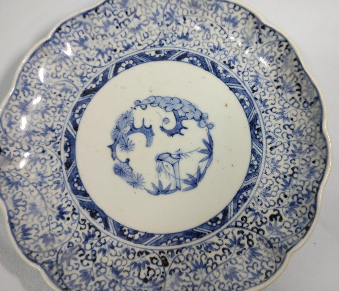 萩唐草七寸皿　二枚　古伊万里