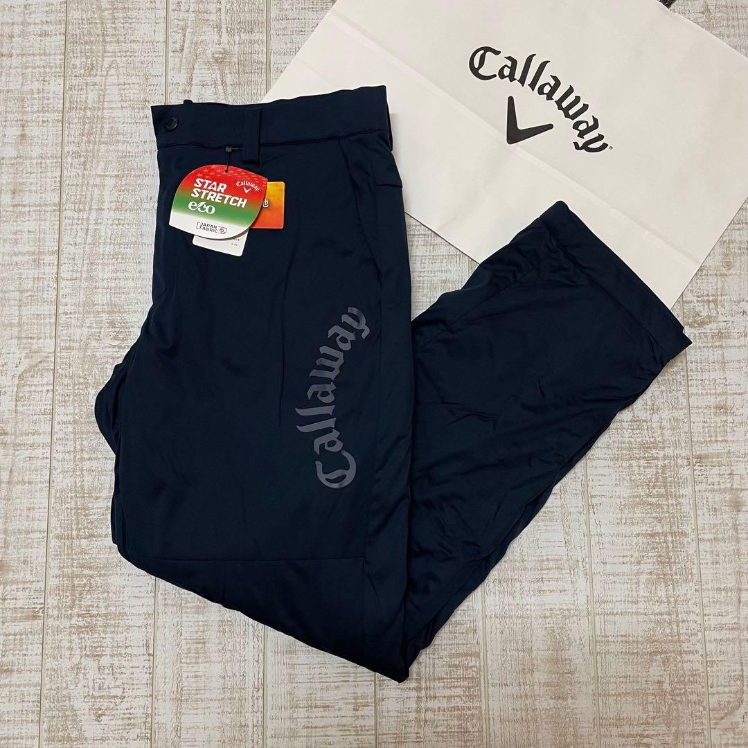 新品 キャロウェイ パンツ ふんわり裏地 極暖 アーチロゴ ネイビー LLサイズ