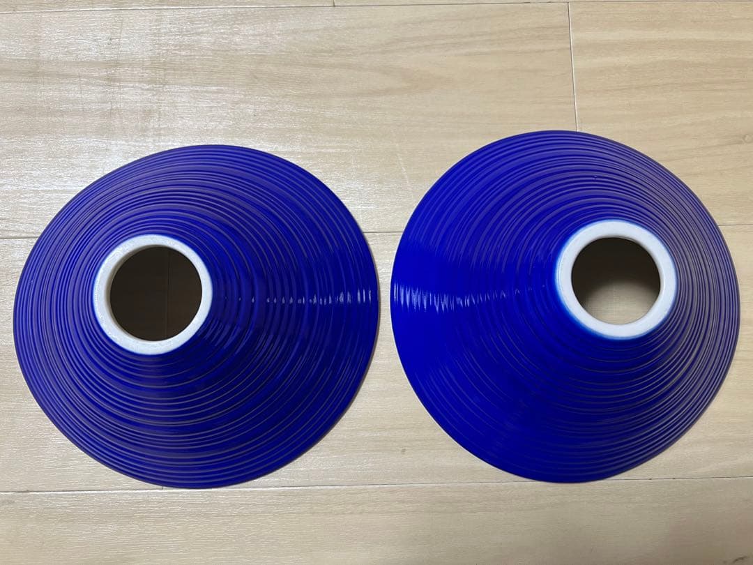 ランプシェード 電笠 ブルー インディゴ 磁器 モダン レトロ 2個セット