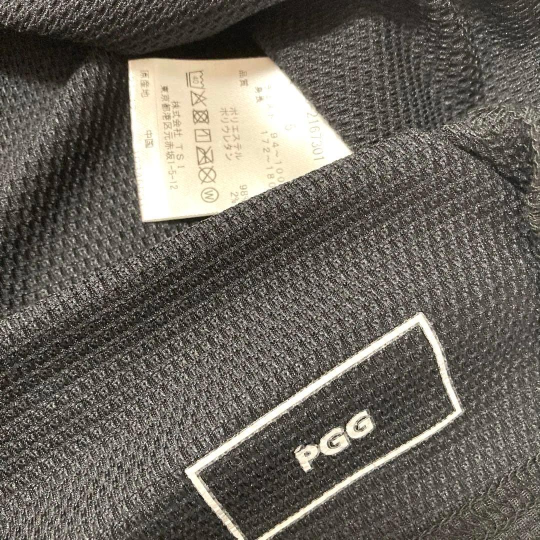 ＊PGG (パーリーゲイツ)メンズ　半袖ハーフジップ　半袖シャツ ブラック